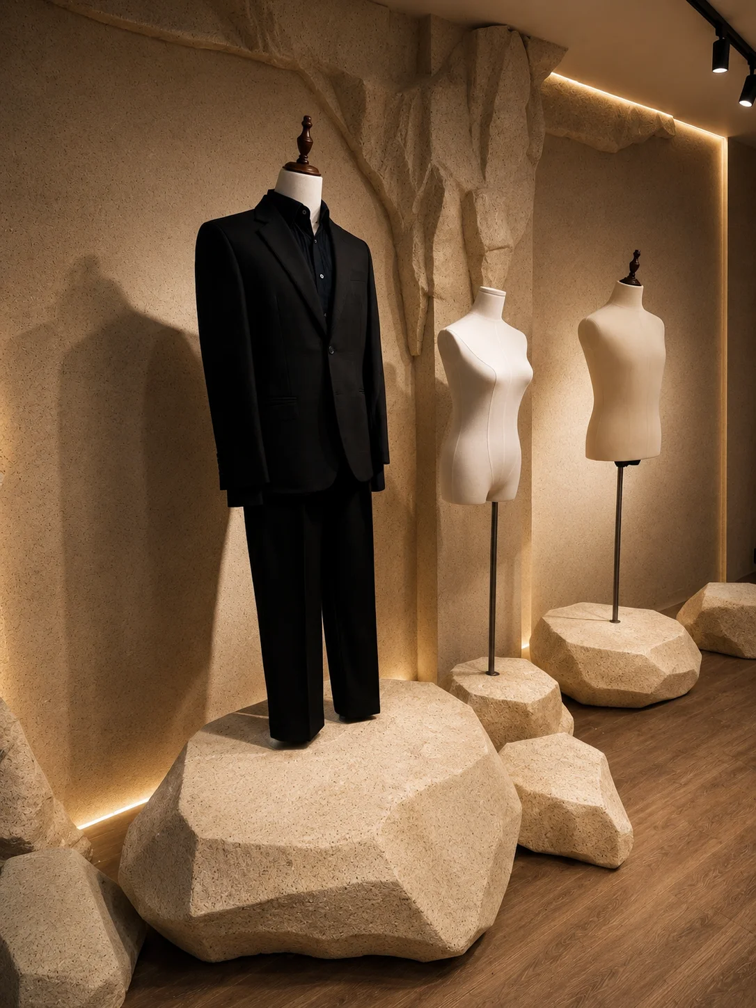 Tailored suit and mannequins in the S.T Tailor showroom | Suit may đo và mannequin trong showroom S.T Tailor