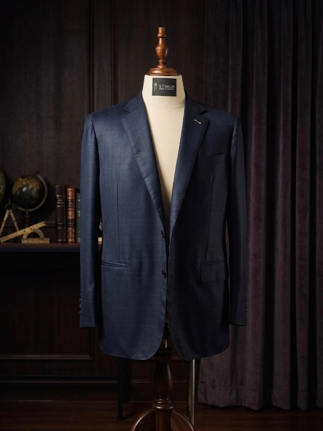 Navy suit displayed on a mannequin | Suit xanh navy trưng bày trên mannequin